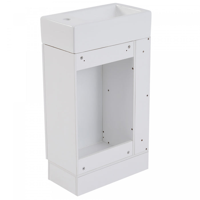 Ethan Meuble-lavabo de 18,6\" avec vasque et etagere reglable, Blanc