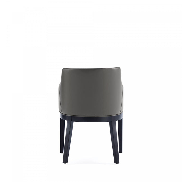 Fauteuil moderne Gansevoort en bois et cuir vegetalien graphite - Lot de 2