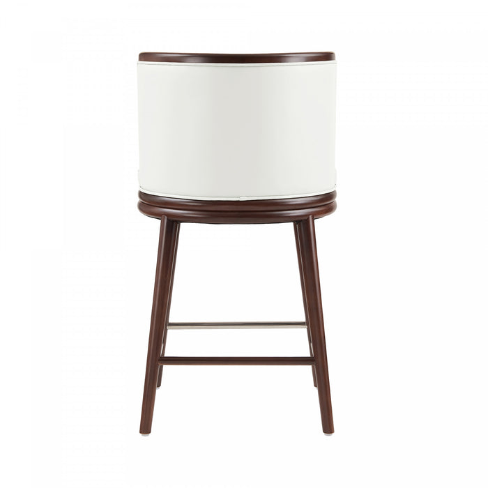 Tabouret de comptoir moderne en bois et tissu Evalyn blanc - Lot de 2