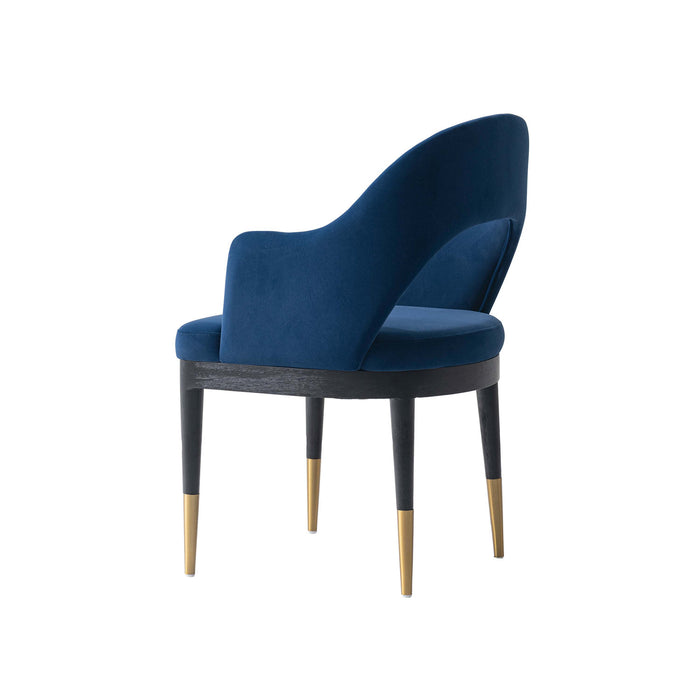 Fauteuil Carrington Moderne Glam en Velours Bleu Nuit - Lot de 2