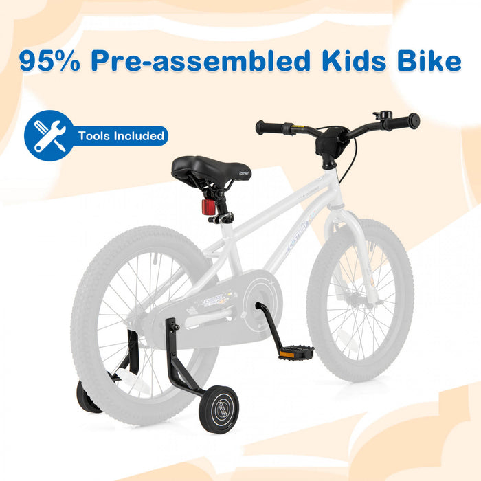 Velo Costway 18 Pouces Pour Enfants De 4 A 8 Ans Avec Selle Reglable Et Guidon Antiderapant Argent