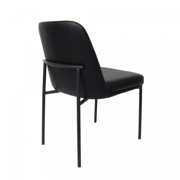 Chaise laterale contemporaine Loft en cuir vegetalien et metal noir - Lot de 2
