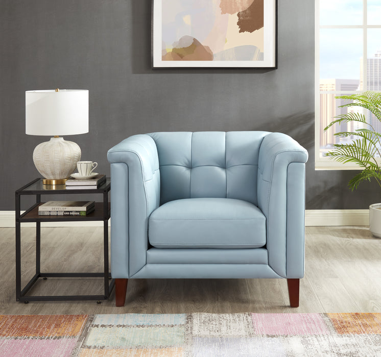 Fauteuil Bodie de Hydeline en cuir - bleu spa