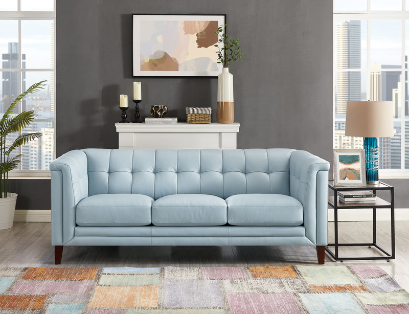 Sofa Bodie de Hydeline en cuir - bleu spa