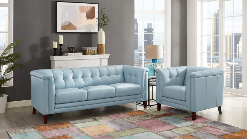 Sofa Bodie de Hydeline en cuir - bleu spa