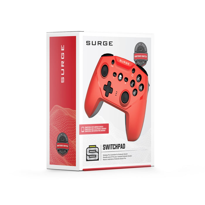 Manette sans fil Pro de Surge rouge fluo pour console Nintendo Switch