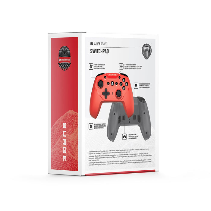 Manette sans fil Pro de Surge rouge fluo pour console Nintendo Switch