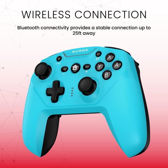 Manette sans fil Pro de Surge bleu fluo pour console Nintendo Switch