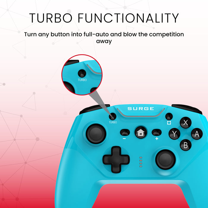 Manette sans fil Pro de Surge bleu fluo pour console Nintendo Switch