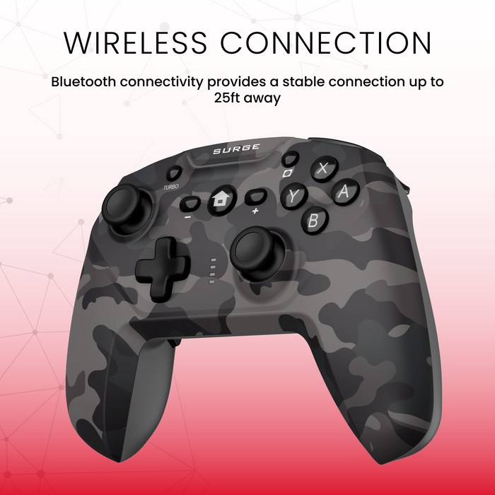 Manette sans fil Pro de Surge gris camouflage pour console Nintendo Switch