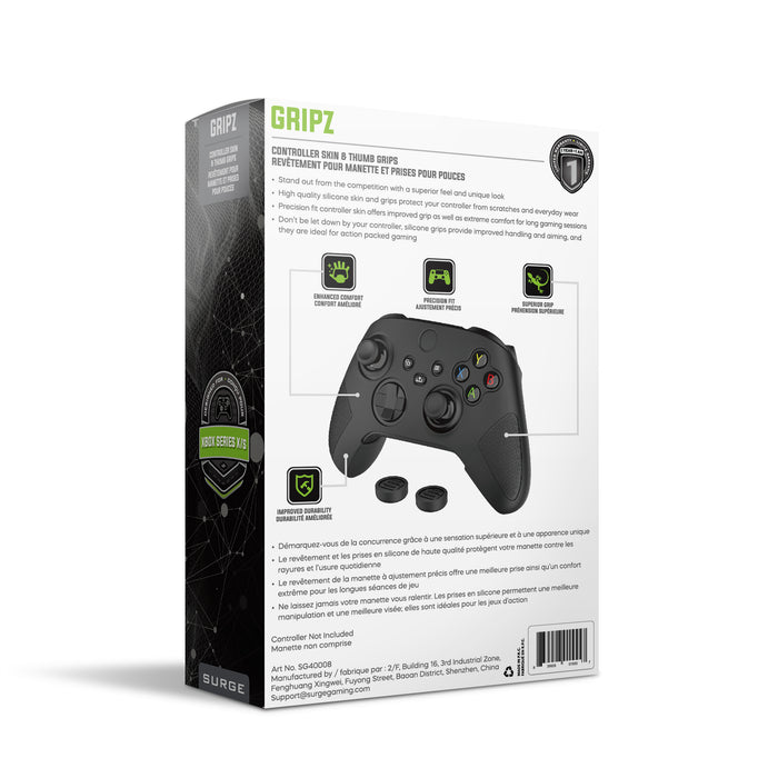 Trousse de poignées de manette Surge noire pour console Xbox de série X