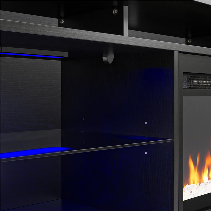 Meuble pour téléviseur Luna d’Ameriwood Home avec foyer électrique pour téléviseurs jusqu’à 65 po - chêne noir