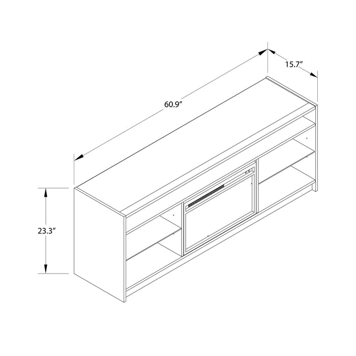 Meuble pour téléviseur Luna d’Ameriwood Home avec foyer électrique pour téléviseurs jusqu’à 65 po - chêne noir