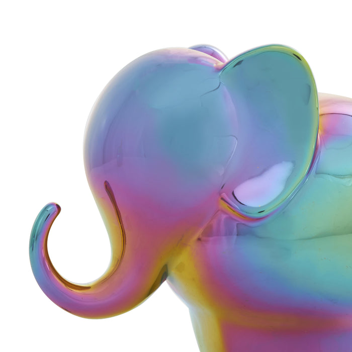 Sculpture d'éléphant irisé de 6 po en céramique - ensemble de 2