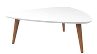 Grande table à café triangulaire Utopia de Manhattan Comfort de 17,51 po avec pattes évasées - blanc lustré