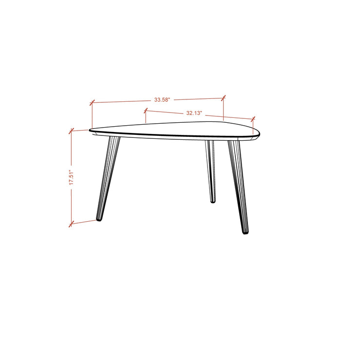 Grande table à café triangulaire Utopia de Manhattan Comfort de 17,51 po avec pattes évasées - blanc cassé et crème d’érable