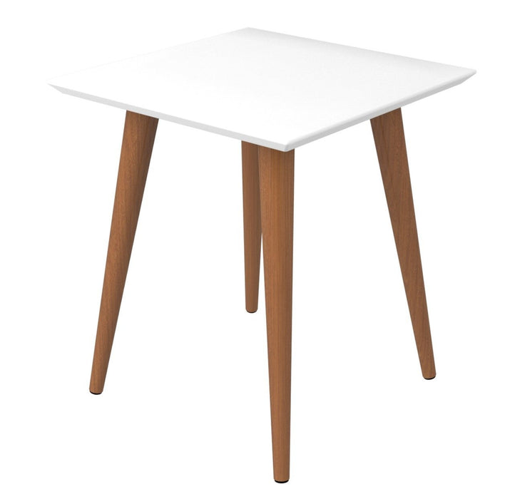 Grande table de bout carrée Utopia de Manhattan Comfort de 19,84 po avec pattes évasées en bois - blanc lustré