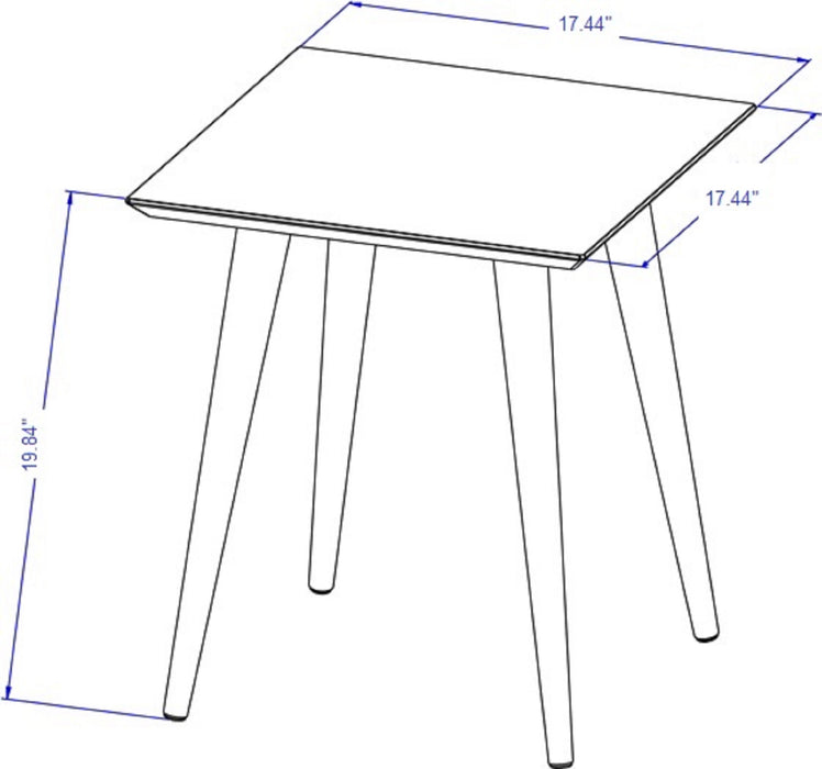 Grande table de bout carrée Utopia de Manhattan Comfort de 19,84 po avec pattes évasées en bois - blanc lustré