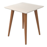Grande table de bout carrée Utopia de Manhattan Comfort de 19,84 po avec pattes évasées en bois - blanc cassé et crème d’érable