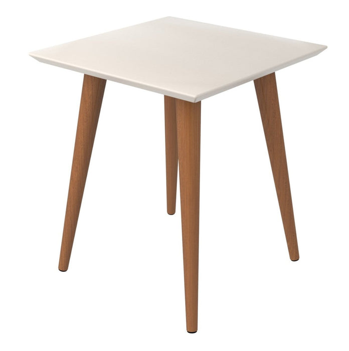 Grande table de bout carrée Utopia de Manhattan Comfort de 19,84 po avec pattes évasées en bois - blanc cassé et crème d’érable