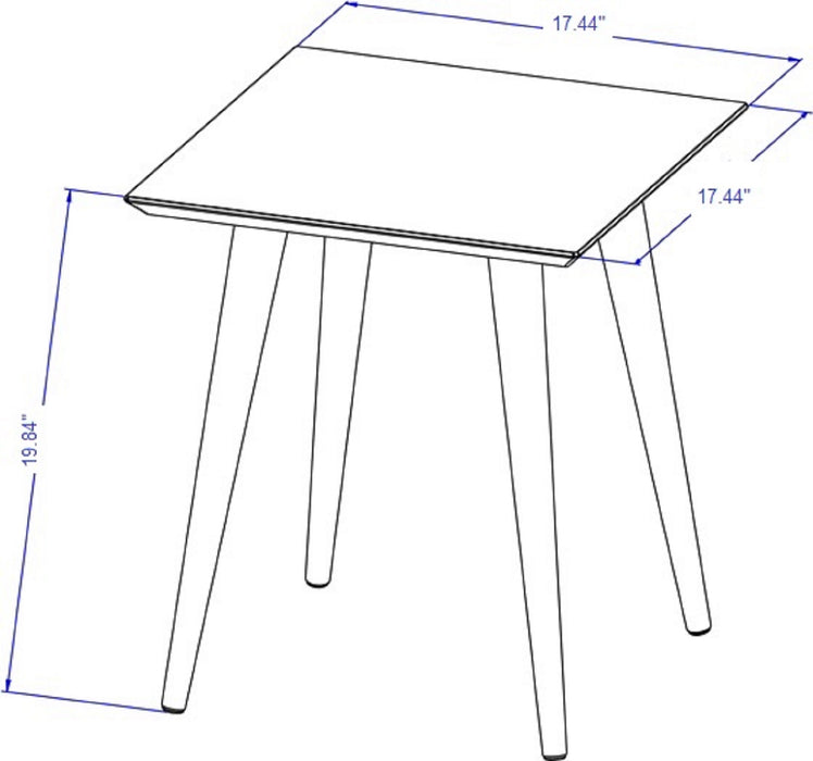 Grande table de bout carrée Utopia de Manhattan Comfort de 19,84 po avec pattes évasées en bois - blanc cassé et crème d’érable