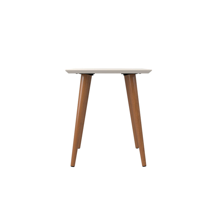 Grande table de bout carrée Utopia de Manhattan Comfort de 19,84 po avec pattes évasées en bois - blanc cassé et crème d’érable