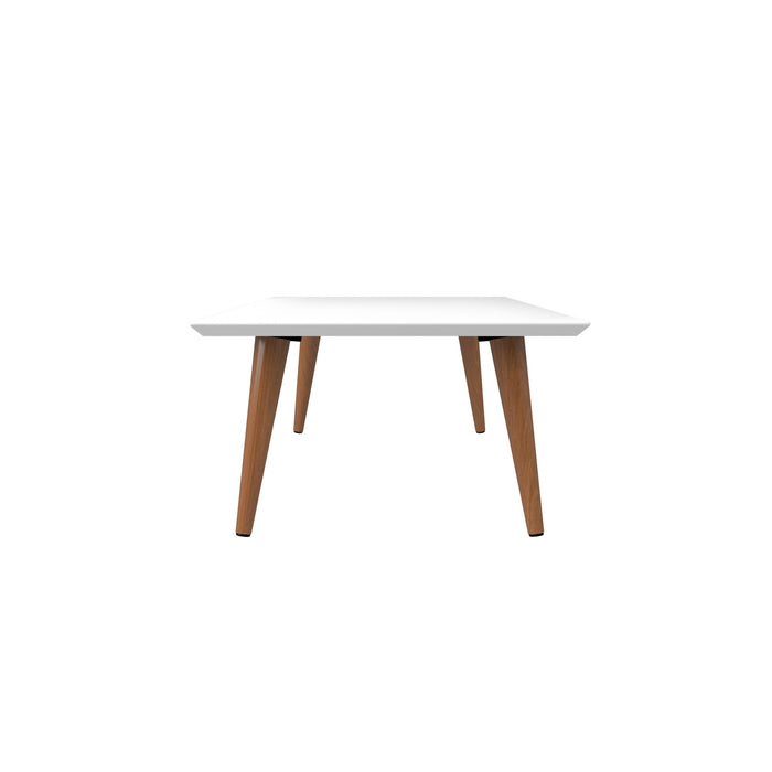 Grande table à café rectangulaire Utopia de Manhattan Comfort de 17,52 po avec pattes évasées - blanc lustré