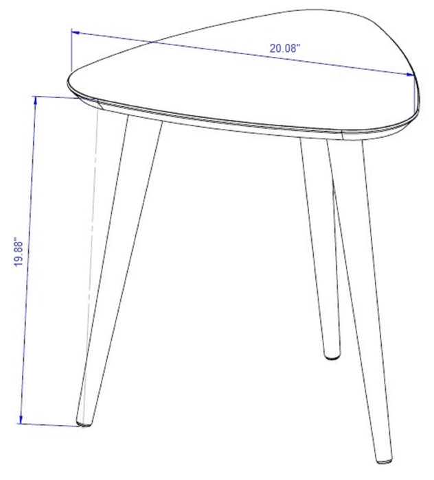 Grande table de bout triangulaire Utopia de Manhattan Comfort de 19,88 po avec pattes évasées en bois - blanc cassé