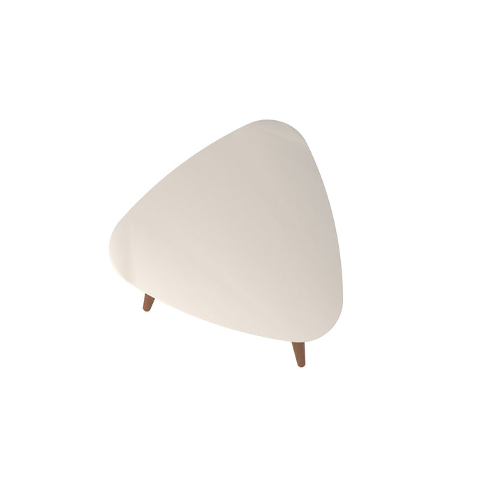 Grande table de bout triangulaire Utopia de Manhattan Comfort de 19,88 po avec pattes évasées en bois - blanc cassé