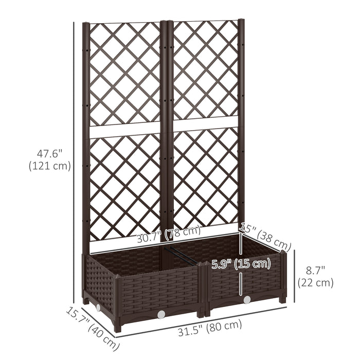 Outsunny Lit Sureleve, Jardiniere Avec Treillis, 47\" X 16\" X 48\"