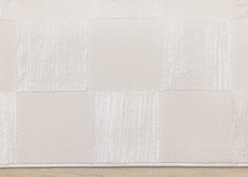 Carpette Leonardo blanche et grise à motif de carreaux - 5 pi 3 po x 7 pi 7 po