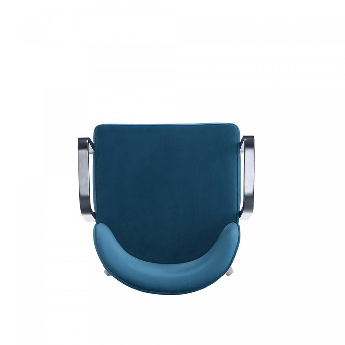 Fauteuil moderne en bois Hillman avec accoudoirs et revetement bleu