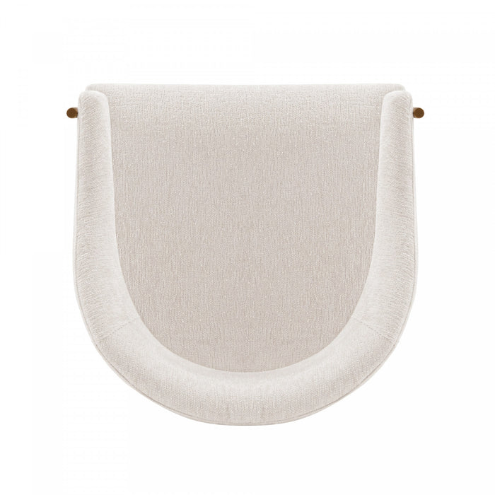 Fauteuil moderne en metal et chenille Lia, creme - Lot de 2