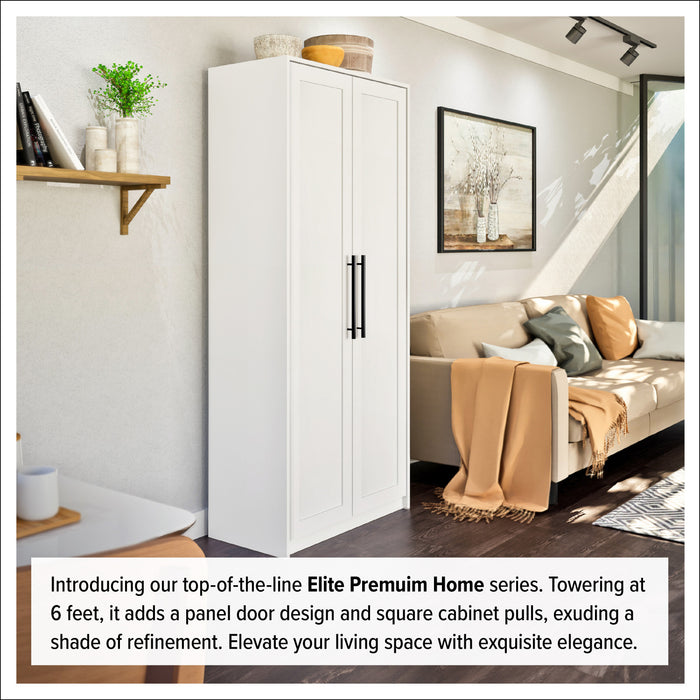 Armoire d’appoint de rangement Elite Premium Home avec 5 tablettes - blanche