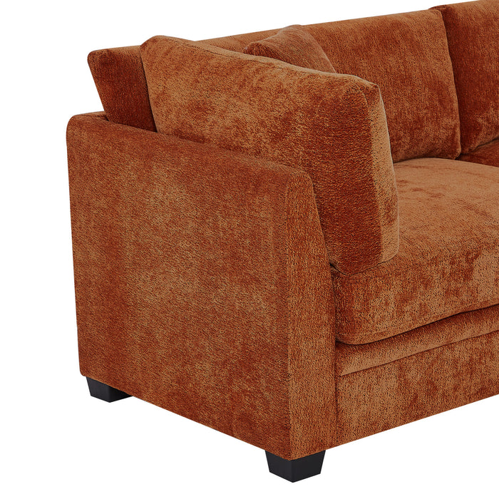 Flare Canape Moderne 83.5 po a Accoudoirs Evases et Coussin Haute Densite, Caramel