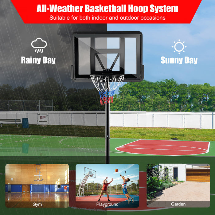Support De Panier De Basket-ball Portable De Marque Costway Hauteur Reglable Avec Roues Arriere Incassables
