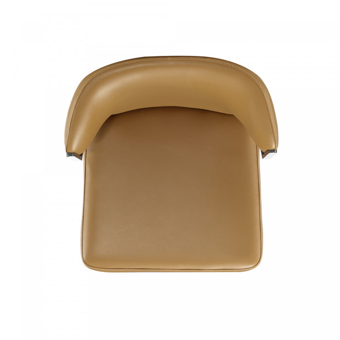 Chaise de salle a manger moderne en metal et cuir vegetalien Kirsten couleur camel - Lot de 2