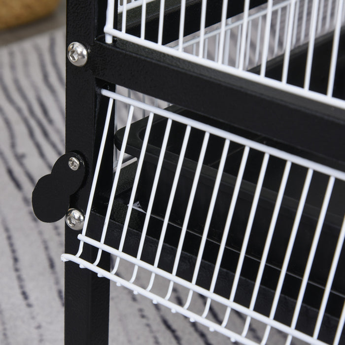 Pawhut Cage A Oiseaux 30 X 20,5 X 54 Pouces Perroquet Macaw Finch Cockatoo Flight Cage Avec Roues Noir/blanc