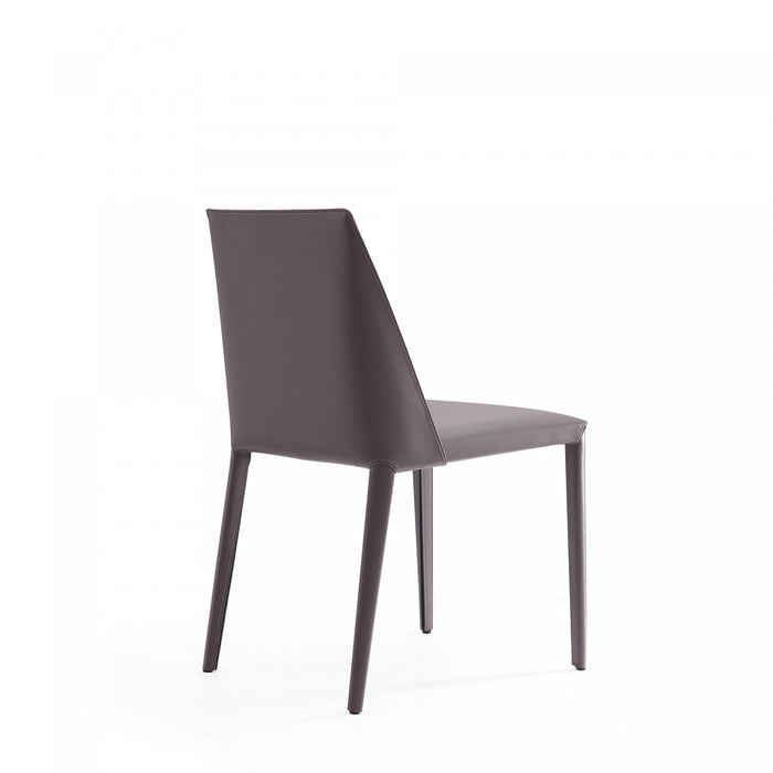 Chaise de salle a manger moderne en cuir vegetalien gris Paris - Lot de 4