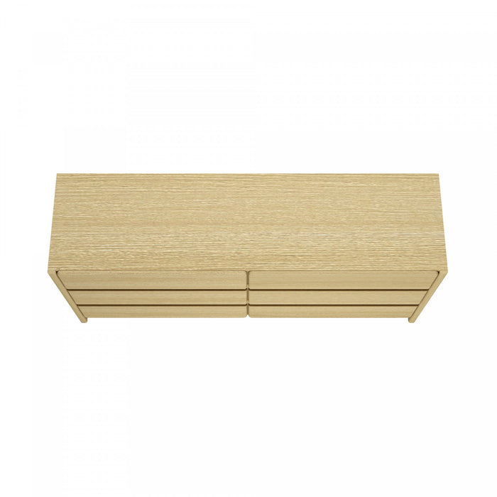 Commode moderne Linda 72\" en chene naturel (6 tiroirs)