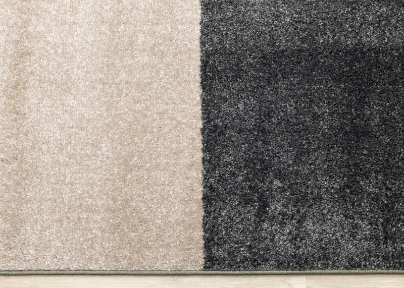 Carpette moderne Marley verte, grise et blanche à motif géométrique - 5 pi 3 po x 7 pi 7 po