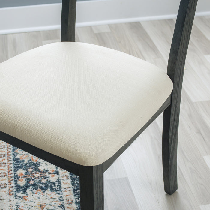 Chaise de salle à manger Jorissen en tissu d’apparence lin anthracite foncé - ensemble de 2