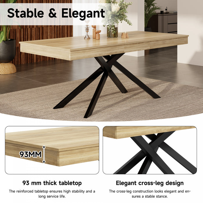FlexDine Table a Manger Rectangulaire Extensible 55-71 po avec Pieds Croises et Finition Chene, Chene