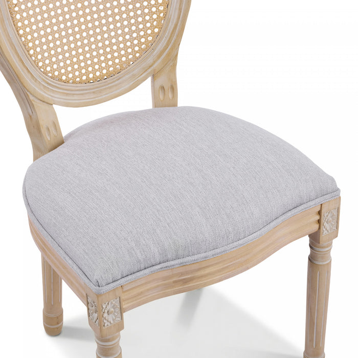 Ethan lot de 2 chaises de salle a manger en bois massif (hevea) avec assise rembourree, gris