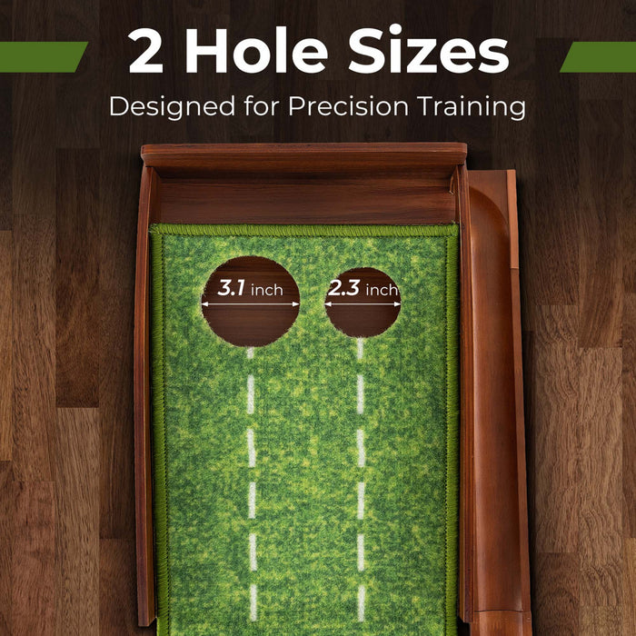 Costway Mettre Vert Pratique Golf Mettre Tapis Avec Auto Ball Retour Et 2 Tailles De Trou