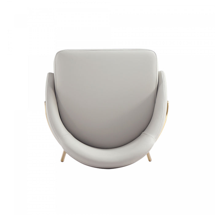 Tabouret de bar moderne en metal et tissu Gracie, gris pierre et or - Lot de 2