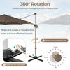 Costway 11 FT Outdoor Patio Umbrella, Round Cantilever Umbrella w/ 360° Rotation Brown