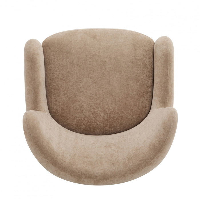 Sophia Fauteuil confortable rembourre avec dossier a oreilles, camel clair