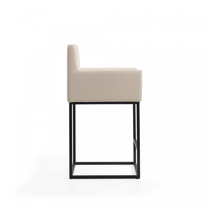 Tabouret de comptoir rembourre en metal style mid-century modern Ambassador, creme - Lot de 3