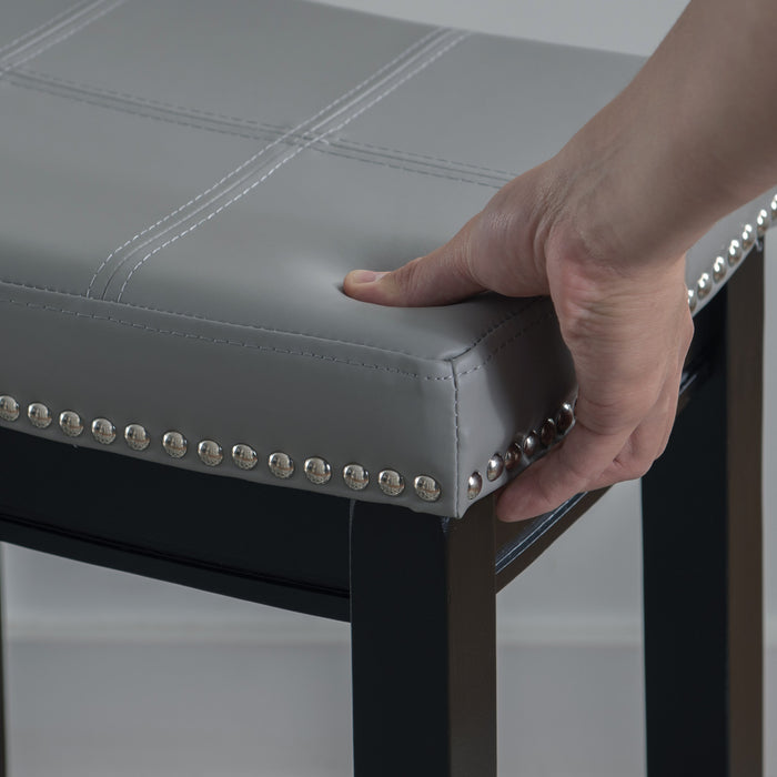 Tabouret Claridge de hauteur comptoir en similicuir et sans dossier - gris